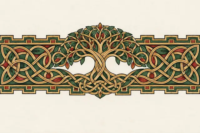 Color illuminated Celtic tree of life tattoo design for the arm (armband)
