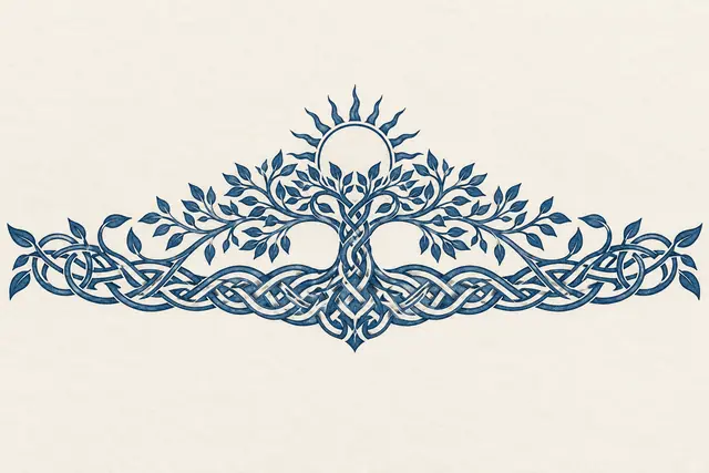 Woad blue Celtic tree of life tattoo design for the arm (armband)