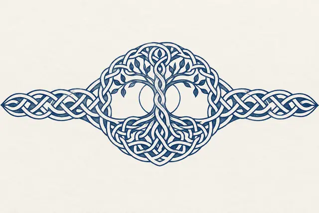 Woad blue Celtic tree of life tattoo design for the arm (armband)