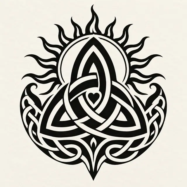 Blackwork trinity knot tattoo design for the shoulder