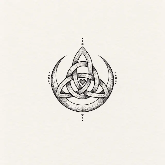 Dotwork trinity knot tattoo design for the wrist