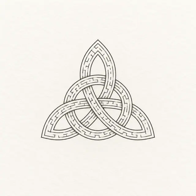 Fine-line trinity knot tattoo design for the ankle