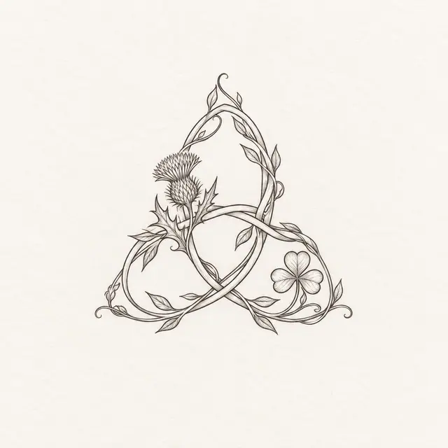 Fine-line trinity knot tattoo design for the ankle