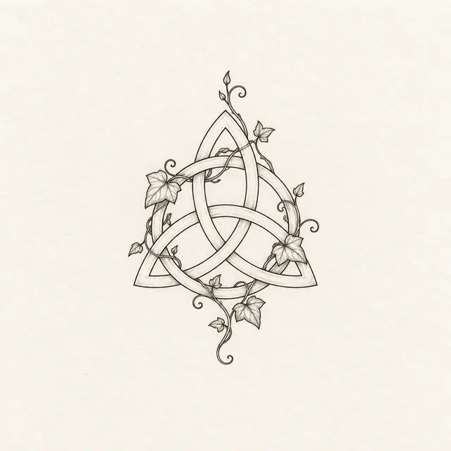 Fine-line trinity knot tattoo design for the ankle
