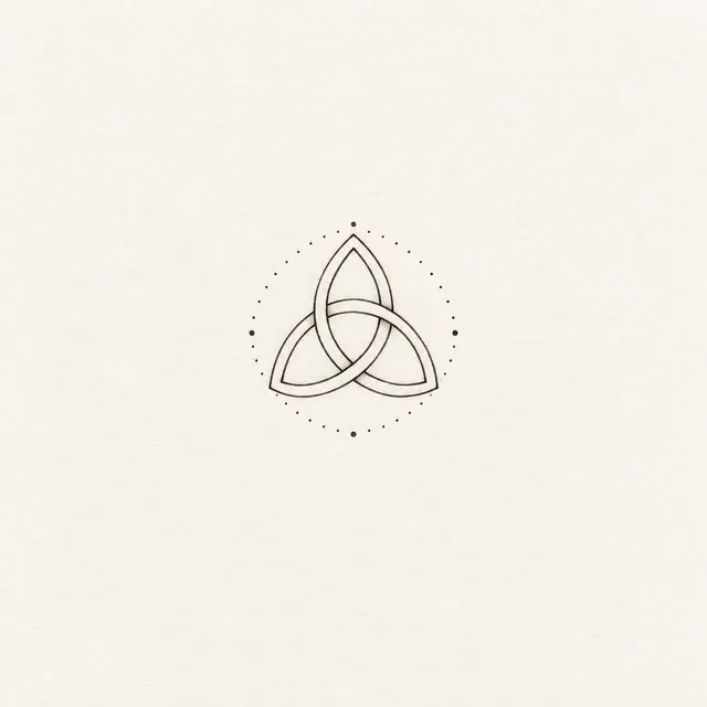Fine-line trinity knot tattoo design for the ankle