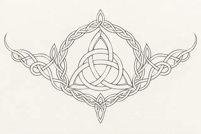 Fine-line trinity knot tattoo design for the chest