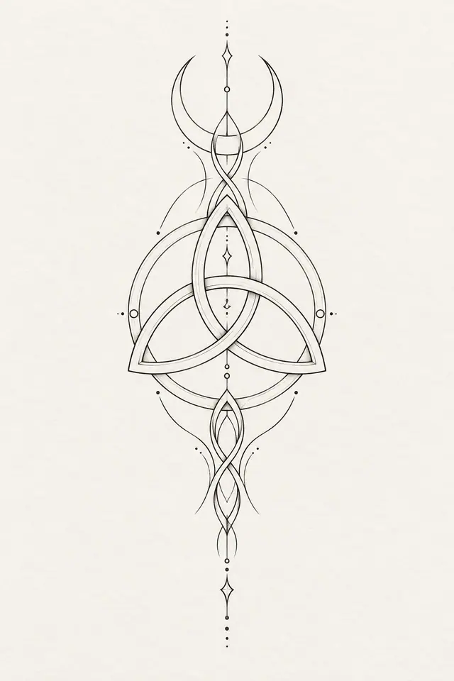Fine-line trinity knot tattoo design for the forearm