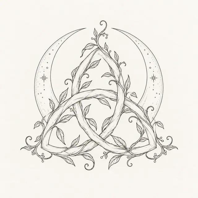 Fine-line trinity knot tattoo design for the shoulder