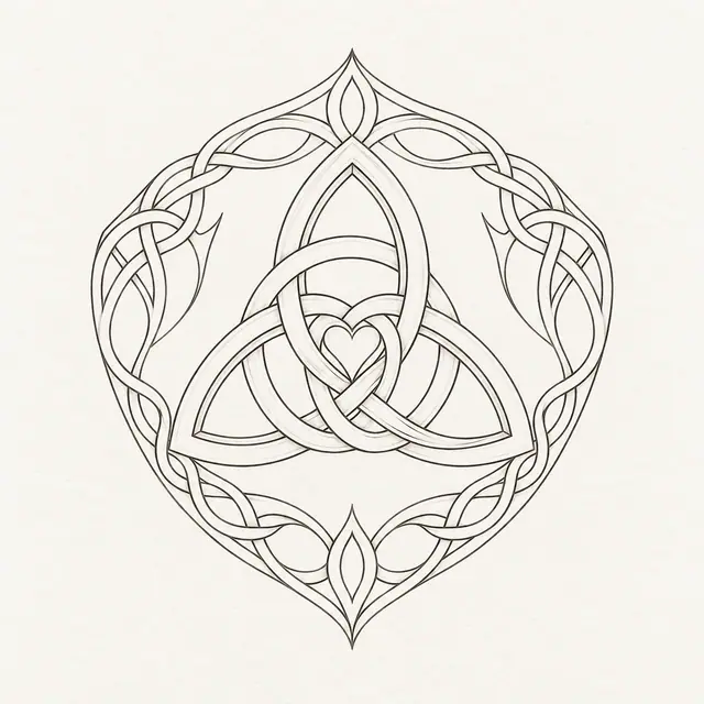 Fine-line trinity knot tattoo design for the shoulder