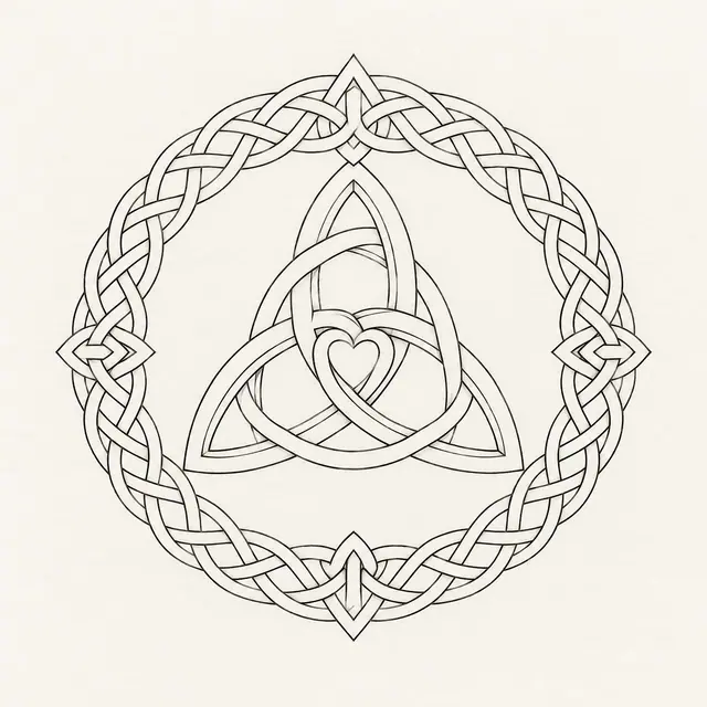 Fine-line trinity knot tattoo design for the shoulder
