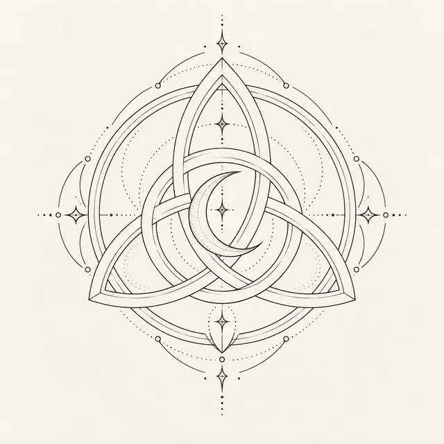 Fine-line trinity knot tattoo design for the shoulder