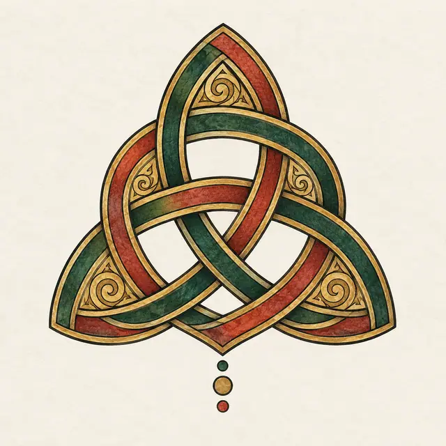Color illuminated trinity knot tattoo design for the shoulder