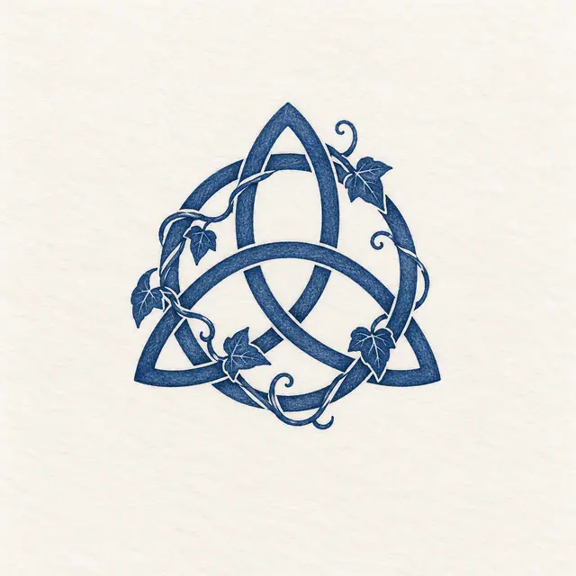 Woad blue trinity knot tattoo design for the wrist