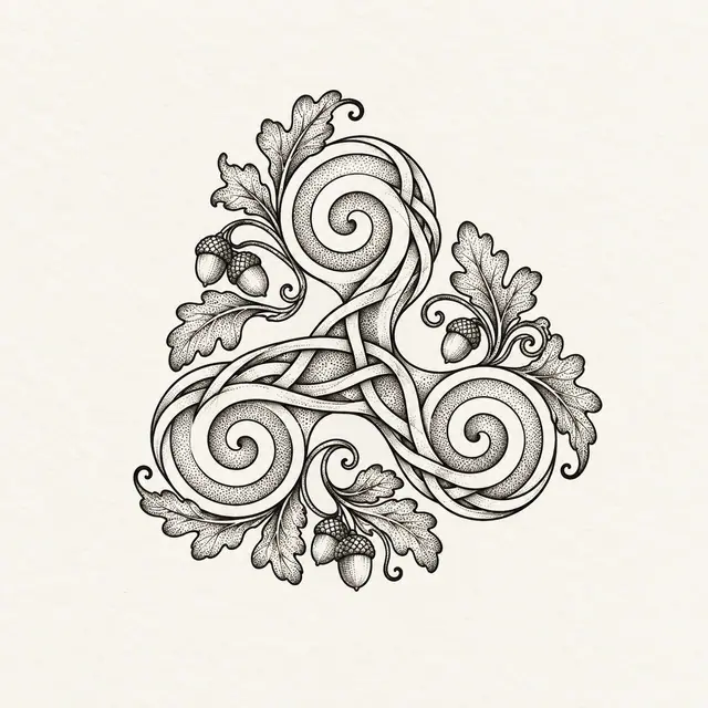 Dotwork triskele tattoo design for the ankle