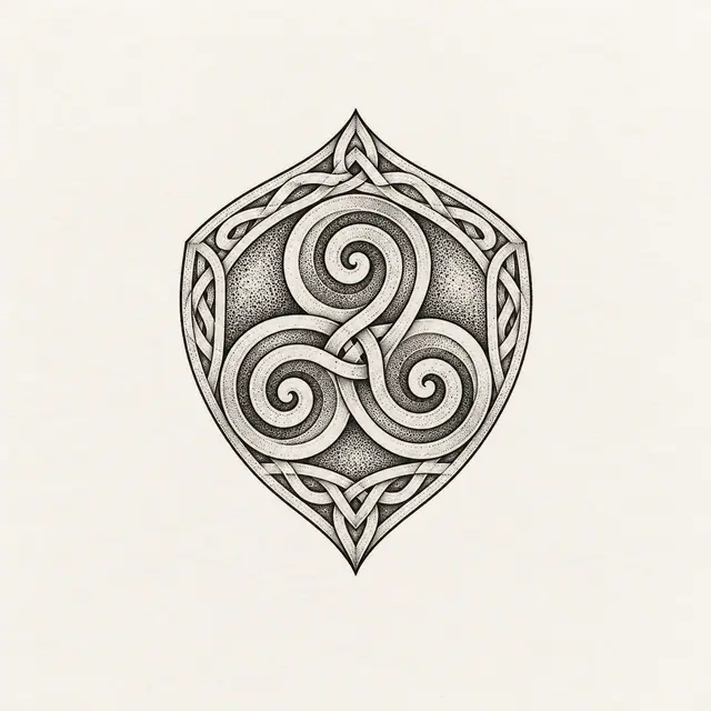 Dotwork triskele tattoo design for the ankle