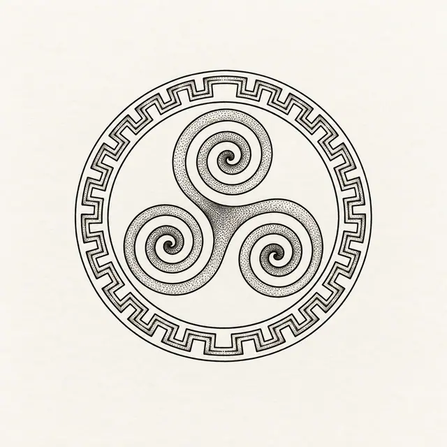 Dotwork triskele tattoo design for the ankle