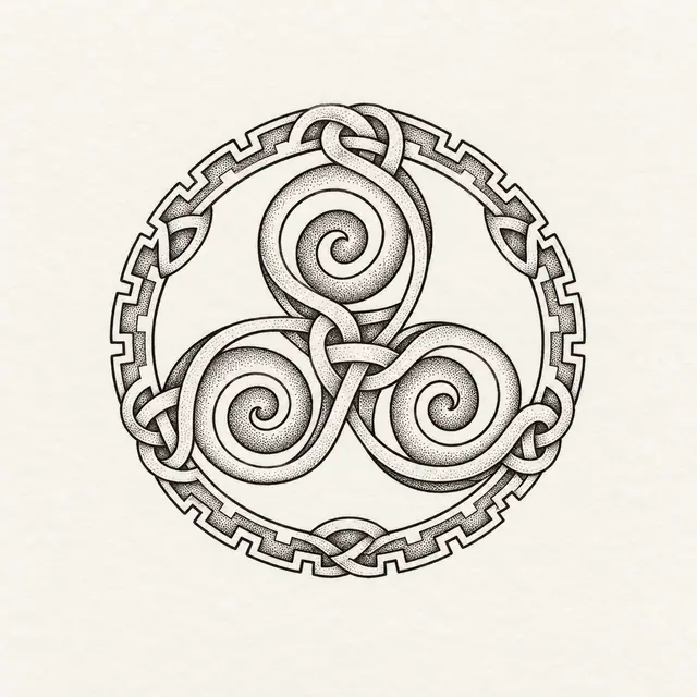 Dotwork triskele tattoo design for the ankle