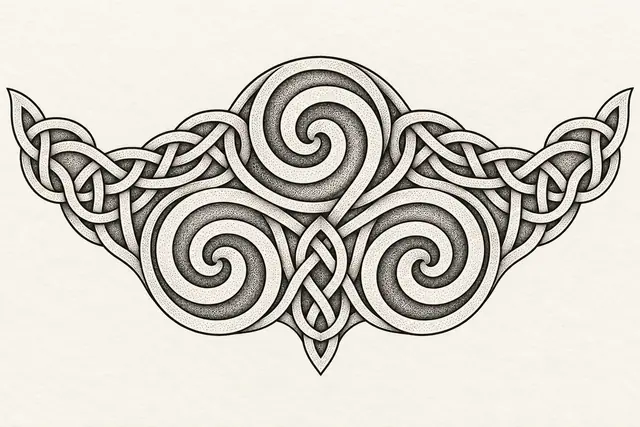Dotwork triskele tattoo design for the chest