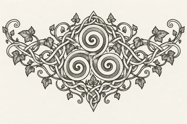 Dotwork triskele tattoo design for the chest