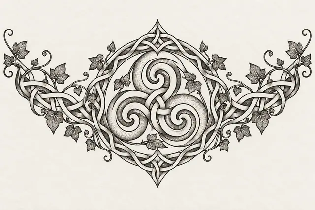 Dotwork triskele tattoo design for the chest
