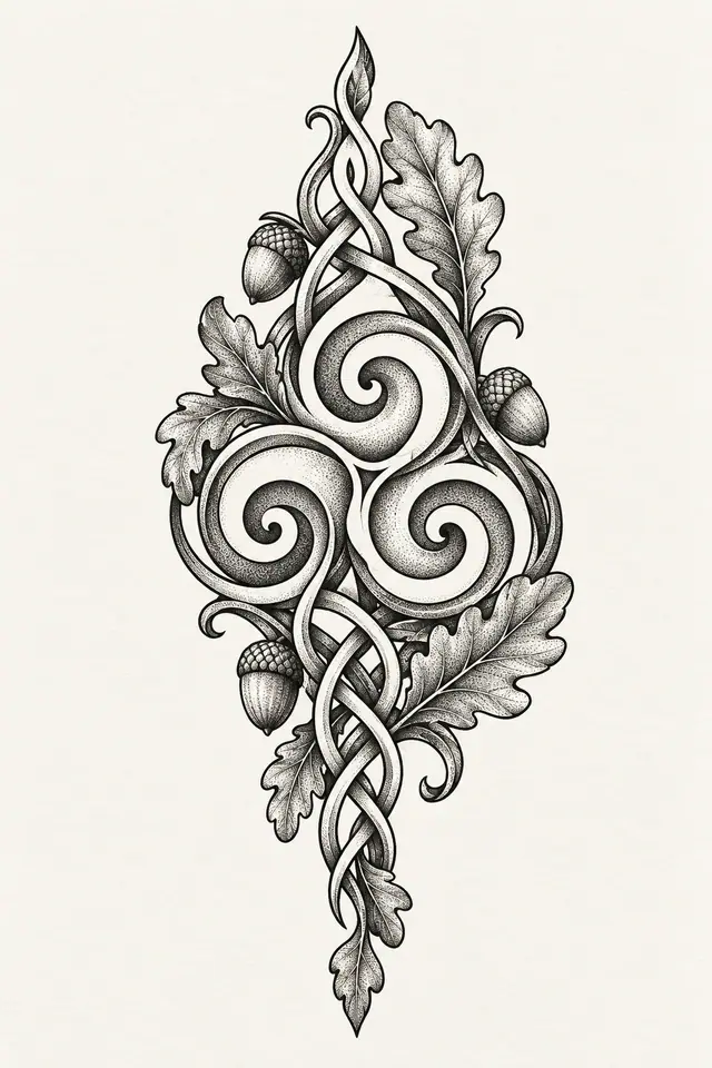 Dotwork triskele tattoo design for the forearm