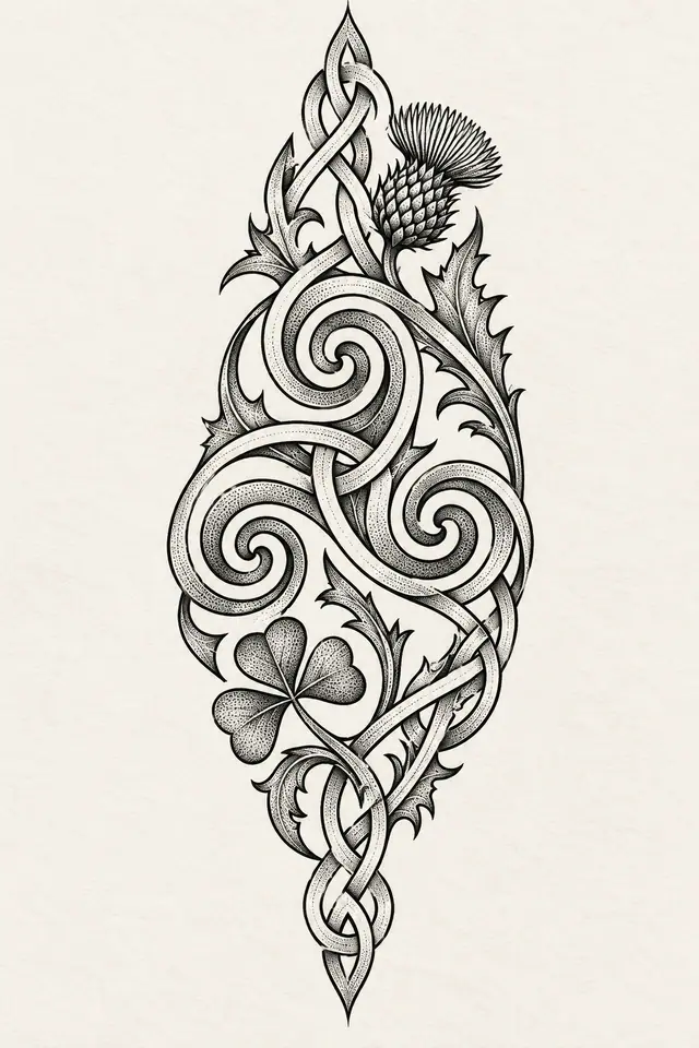 Dotwork triskele tattoo design for the forearm