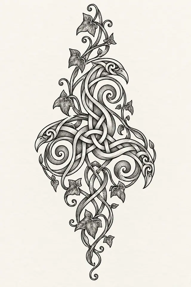 Dotwork triskele tattoo design for the forearm