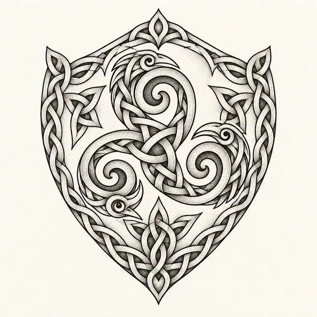 Dotwork triskele tattoo design for the upper back