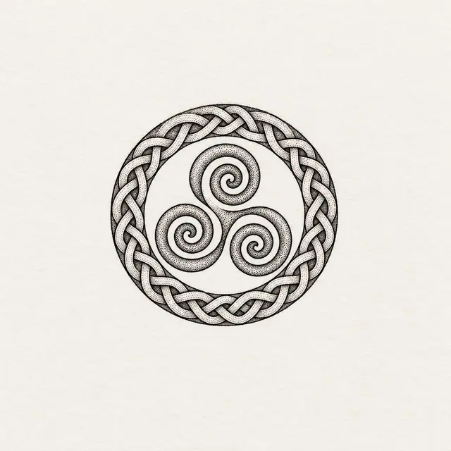 Dotwork triskele tattoo design for the wrist