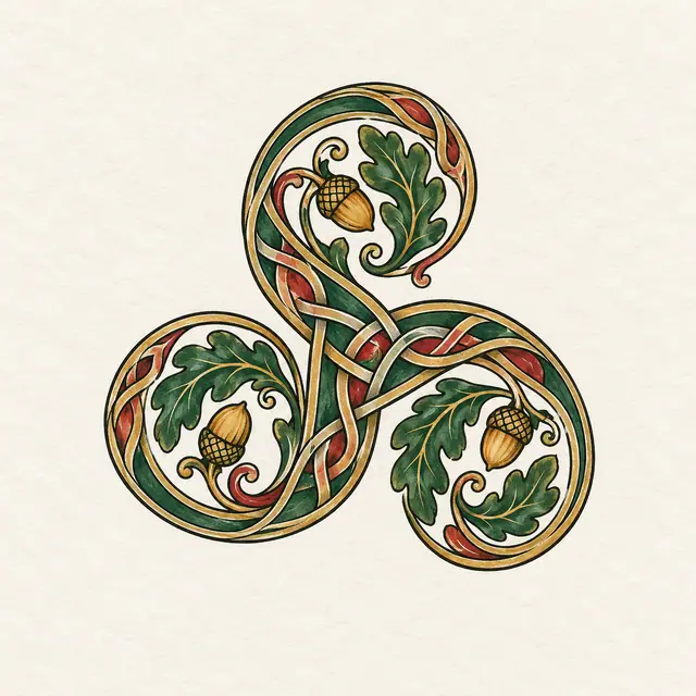 Color illuminated triskele tattoo design for the ankle